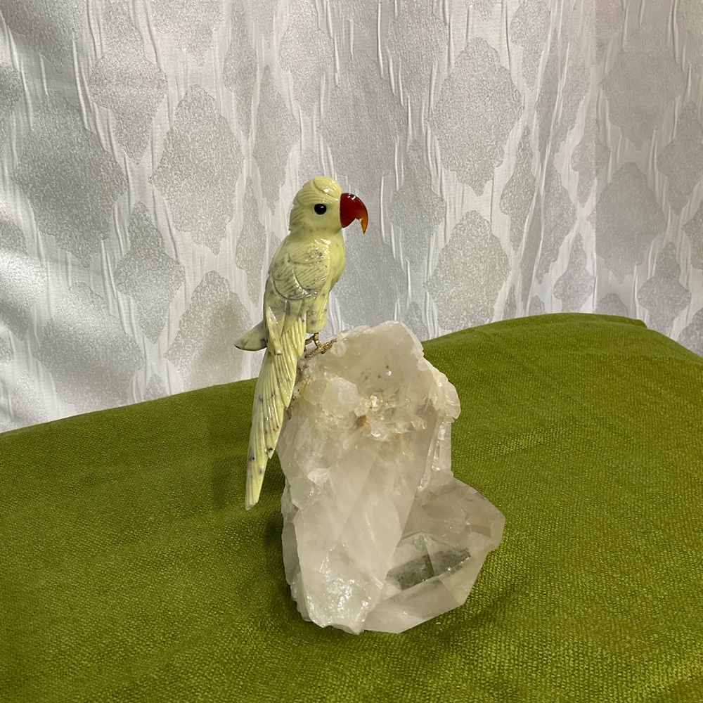 Elegant Parrot Figurine on Crystal Base